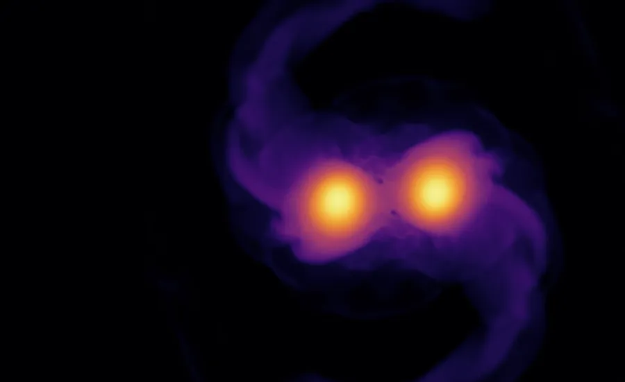 A neutron star merger process in a numerical simulation