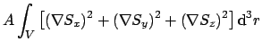 $\displaystyle A \int_V \left [ (\nabla S_x)^2 + (\nabla S_y)^2 + (\nabla S_z)^2 \right ] \mathrm{d}^3r$